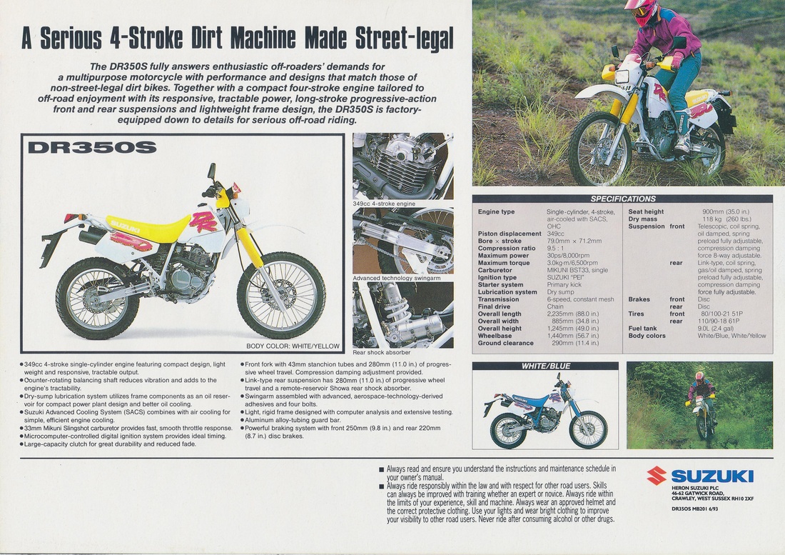 DR400S Revue publicité moto Suzuki DR400S brochure dépliant prospectus catalogue 